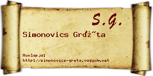 Simonovics Gréta névjegykártya